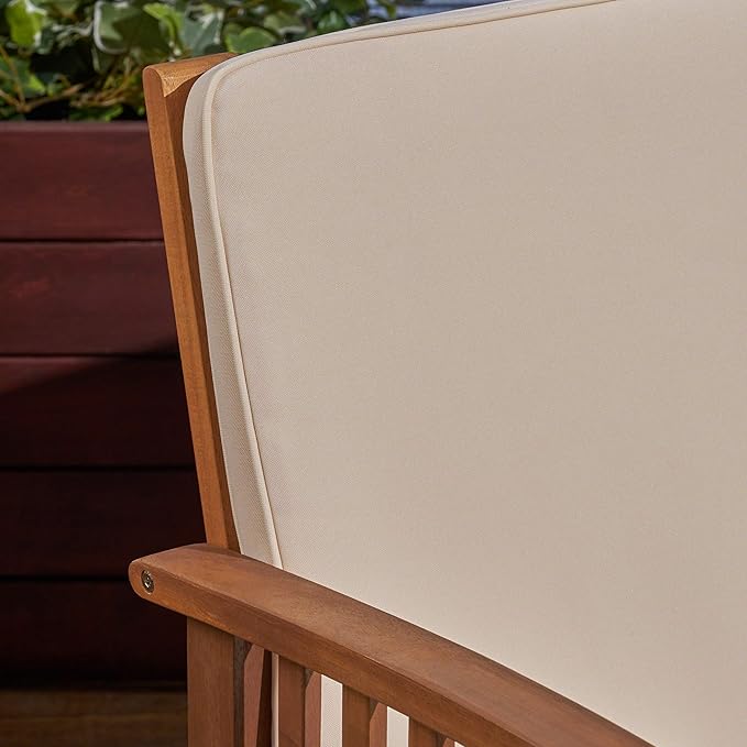 Christopher Knight Home Grace Outdoor Acacia Wood Loveseat, Brown Patina Finish and Cream - Photo 5