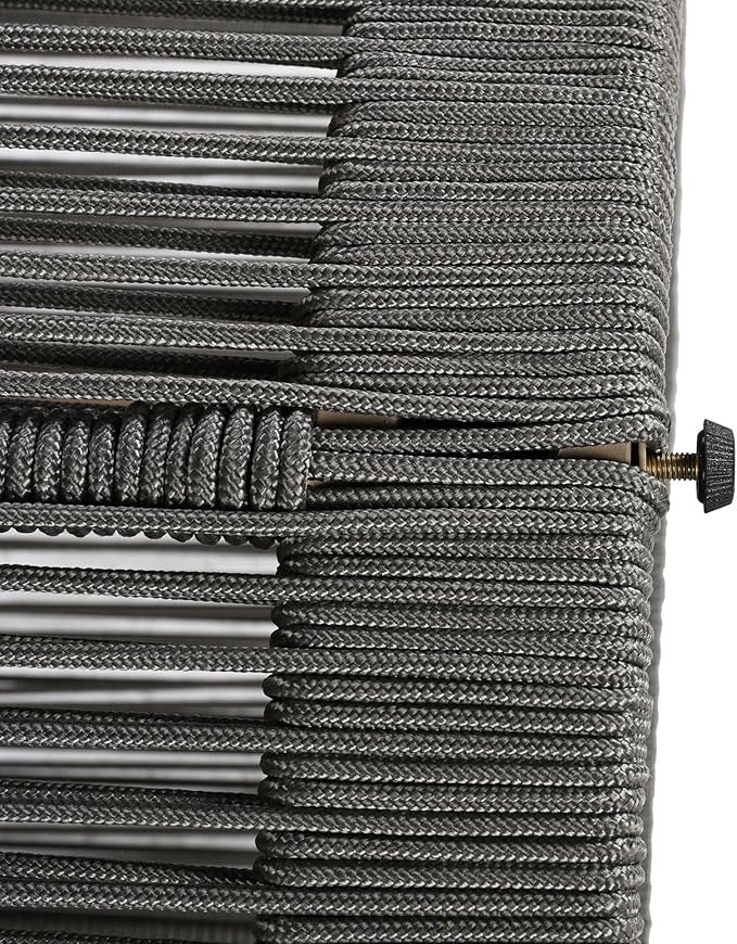 LUMISOL Rattan Rope & Acacia Wood Coffee Table for Outdoor, Patio Center Table with Wood Top, 26" Cocktail Table for Garden, Yard, Balcony, Teak+ Grey