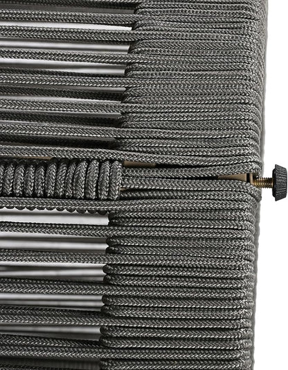 LUMISOL Rattan Rope & Acacia Wood Coffee Table for Outdoor, Patio Center Table with Wood Top, 26" Cocktail Table for Garden, Yard, Balcony, Teak+ Grey