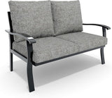 HOMREST Outdoor Loveseat Aluminum Patio Furniture Sofa, All-Weather Metal Outdoor Couch with Cushions, Grey - Photo 1