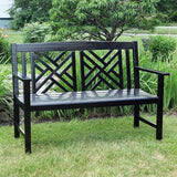 Achla Designs Fretwork Garden Bench, 4 ft Black - Photo 2