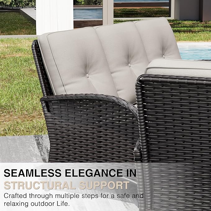 Joyside Wicker Patio Furniture Set, 8 Piece Outdoor Furniture Set with Thickened Cushions, High Back, Deep Seating - Photo 8