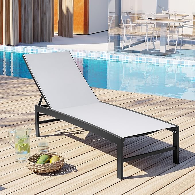 Patio Aluminum Chaise Lounge Chair, Outdoor Recliner Lounge Chair Sun Loungers - Photo 1