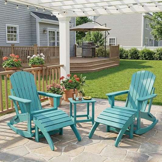 HDPE Adirondack Ottoman Foot Rest, Weather Resistant Outdoor Footstool for Adirondack Chair, Resin Patio Porch Poolside Lawn and Backyard Use