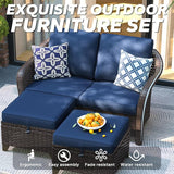 3 Pieces Patio sectional Sofa Set, Outdoor Conversation Furniture Set, 55" Patio Couch with 2 Ottomans - Photo 4