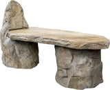 Athena Garden Basalt Stone Boulder Bench with Back, Cast Stone Rustic Lounge Bench, Outdoor Garden Patio Bench - Photo 1