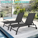 EROMMY Patio Chaise Lounge Chair Set of 2 with Wheels, Oversized 26" W Outdoor Lounge Chairs with Adjustable Backrest - Photo 4