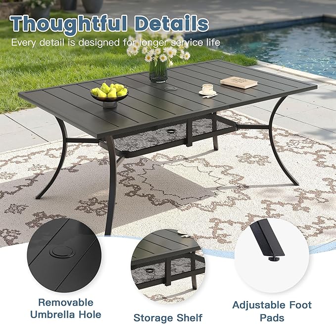 DIFY 59.2" Outdoor Patio Dining Table for 6 - Photo 4