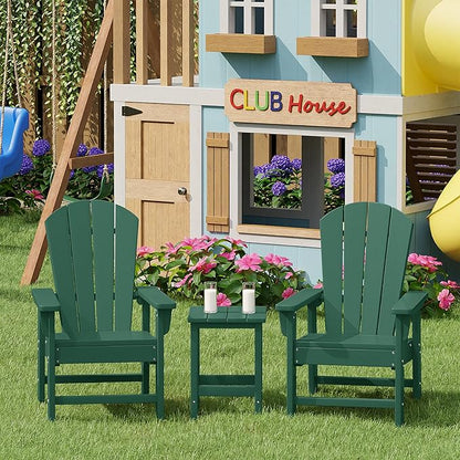 Costaelm Kids Outdoor Side Table, Small Patio HDPE Adirondack Square Table, Porch End Table for Outside Pool Garden, Dark Green