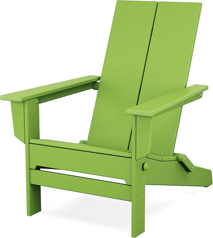 POLYWOOD Contemporary Modern Folding Adirondack Chair in Lime