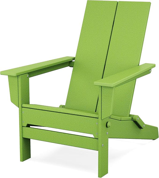 POLYWOOD Contemporary Modern Folding Adirondack Chair in Lime