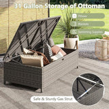 Tangkula Outdoor Rattan Daybed, Wicker Loveseat & 31 Gallon Storage Ottoman w/Soft Cushions - Photo 6