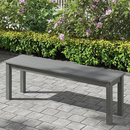 Giantex 55" HDPE Outdoor Bench, 2-3 People Weatherproof Backless Patio Garden Bench with 750 Lbs Capacity, Fade Resistant Outside Seating Furniture, Loveseat for Porch, Yard, Park (1,Grey)