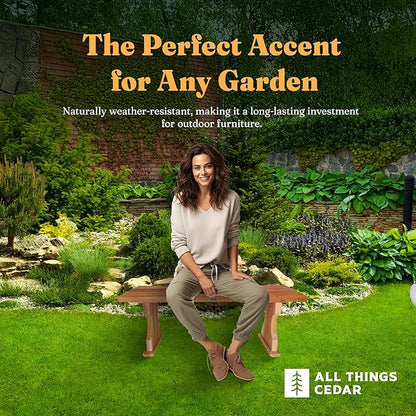 All Things Cedar BB45 Cedar Backless Bench | 4ft Wood Bench Indoor & Outdoor | Handcrafted with Western Red Cedar | Perfect for Patio, Garden, Picnic & Poolside | 45x14x17