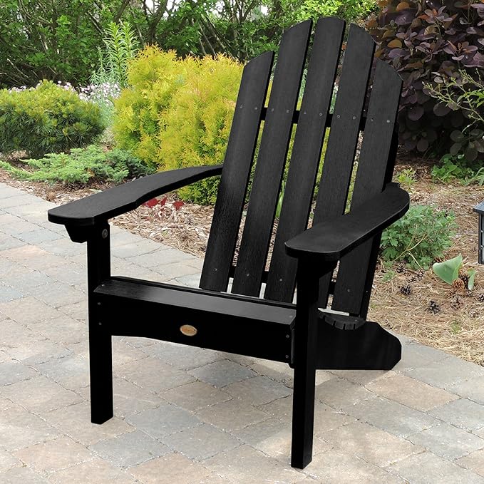 highwood Classic Westport Adirondack Chairs with Side Table, Black