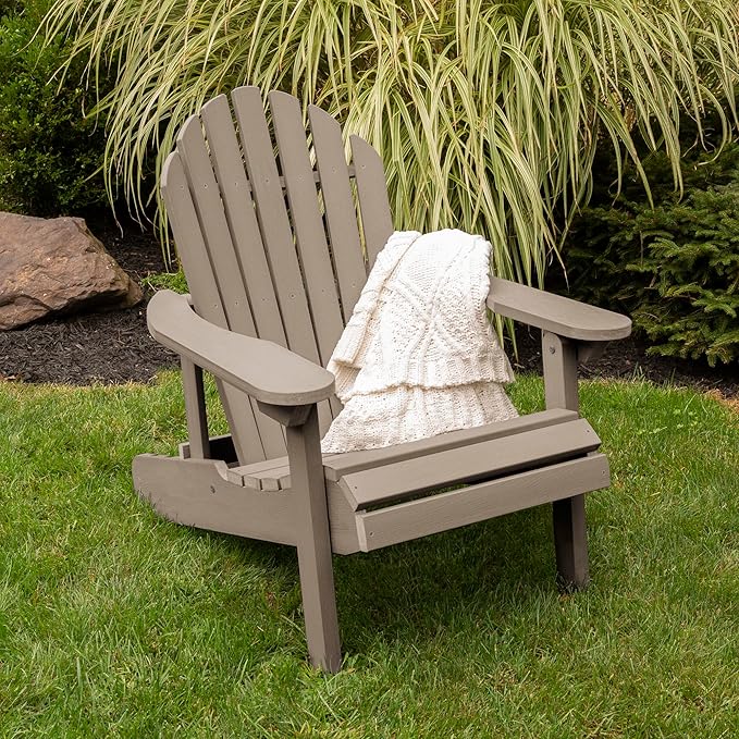 Highwood Hamilton Made in The USA Folding and Reclining Adirondack Chair, Adult Size, Woodland Brown