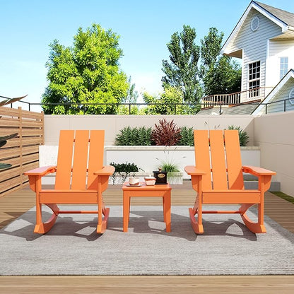 WO WESTIN OUTDOOR HDPE Shoreside Modern Rocking Poly Adirondack Chair (Set of 2),Orange