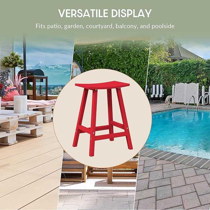 WestinTrends Malibu 24 Inch Outdoor Bar Stools, All Weather Resistant Poly Lumber Adirondack Counter Height Stools, Red