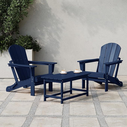 Costaelm Adirondack Conversation Table, HDPE Outdoor Drink Weather Resistant, Outdoor Patio Porch Accent Balcony Table for Pool, Seaside, Backyard, Navy Blue