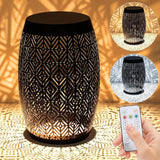 18" Cutout Metal Outdoor Side Table with 3-Mode LED Lights, Modern Decorative Drum End Table - Photo 3