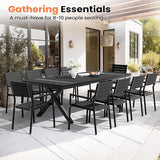 Pellebant 94" Outdoor Dining Table for 8-10, 8ft Aluminum Patio Table with Umbrella Hole - Photo 3