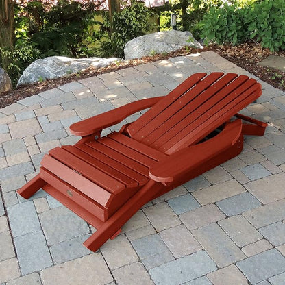 highwood AD-KITCHL5-RED Hamilton Folding & Reclining Adirondack Chair with Ottman and Cup Holder, Rustic Red