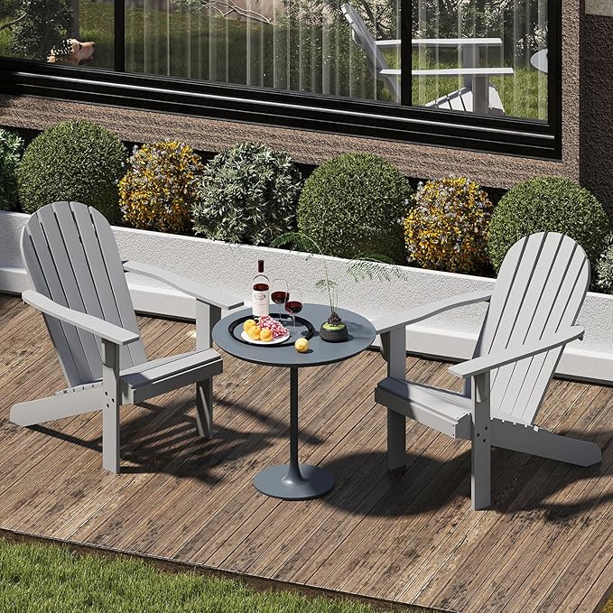 Giantex Acacia Wood Adirondack Chair - Outdoor Fire Pit Chair with 105° Inclined Seat, High Backrest, 4" Wide Armrests, Patio Lounge Chair for Outside, Lawn, Backyard, Garden, Deck, Porch (1, Grey)