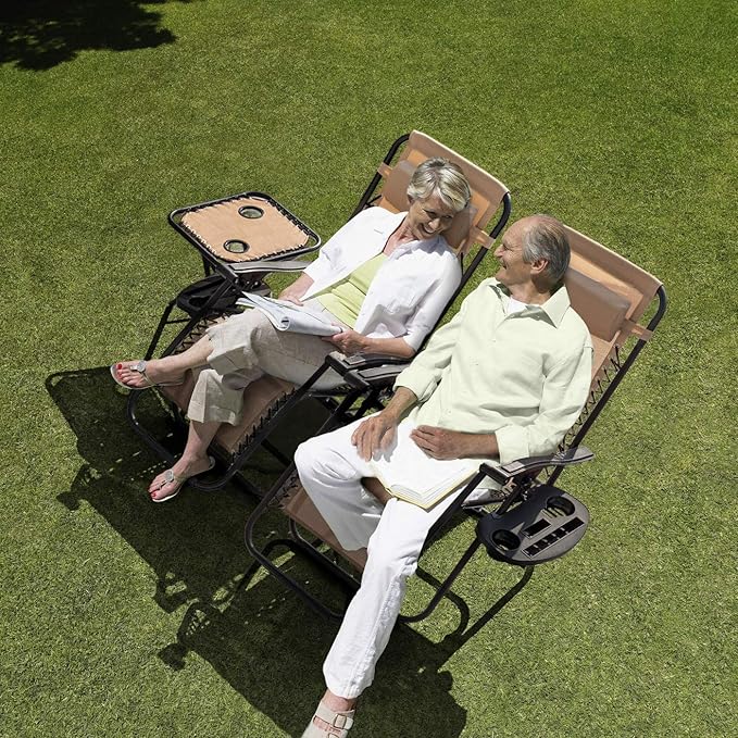 Homall 3 Pcs Zero Gravity Chair Patio Folding Recliner Outdoor Chaise Lounge Chairs Portable Reclining Chair Set with - Photo 2