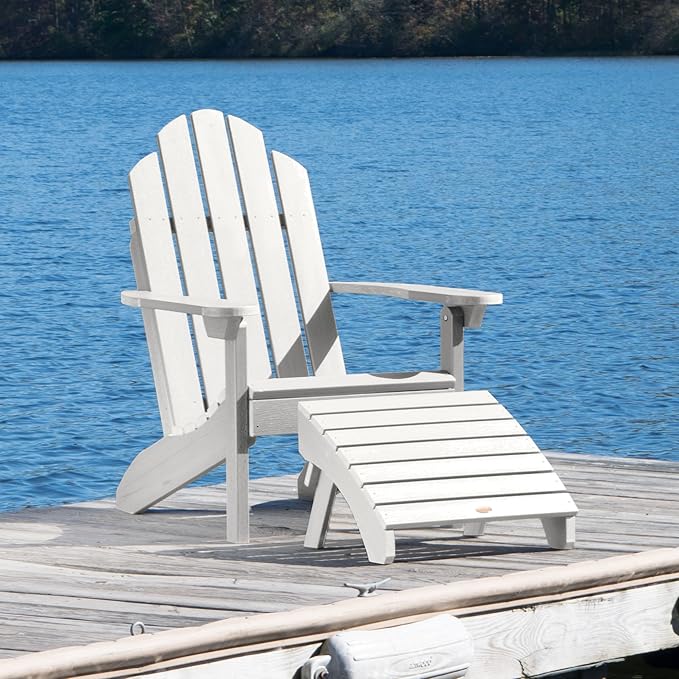 Highwood AD-KITCLAS3-WHE Classic Westport Adirondack Chair with Ottoman, White