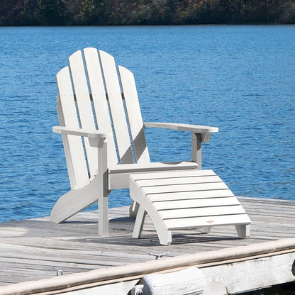 Highwood AD-KITCLAS3-WHE Classic Westport Adirondack Chair with Ottoman, White