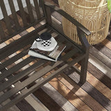 46" Outdoor Garden Bench, Metal Bench, Wood Look Slatted Frame Furniture for Patio, Park, Porch, Lawn, Yard, Deck, Brown - Photo 8