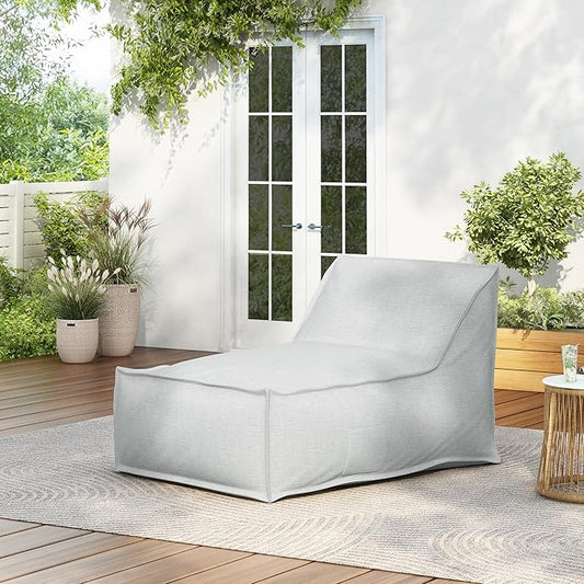 Christopher Knight Home Venny Bean Bag Chair, Fabric Bean Bag Chairs for Adults and Kids, Comfy Reading Chair, Lounge Sofa with Armrest, Indoor/Outdoor Spaces Memory Foam Bean Bag Chair, Light Gray