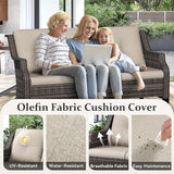 Patio Furniture Set 5 Pieces, Outdoor Wicker Furniture with Coffee Table and Side Table - Photo 3