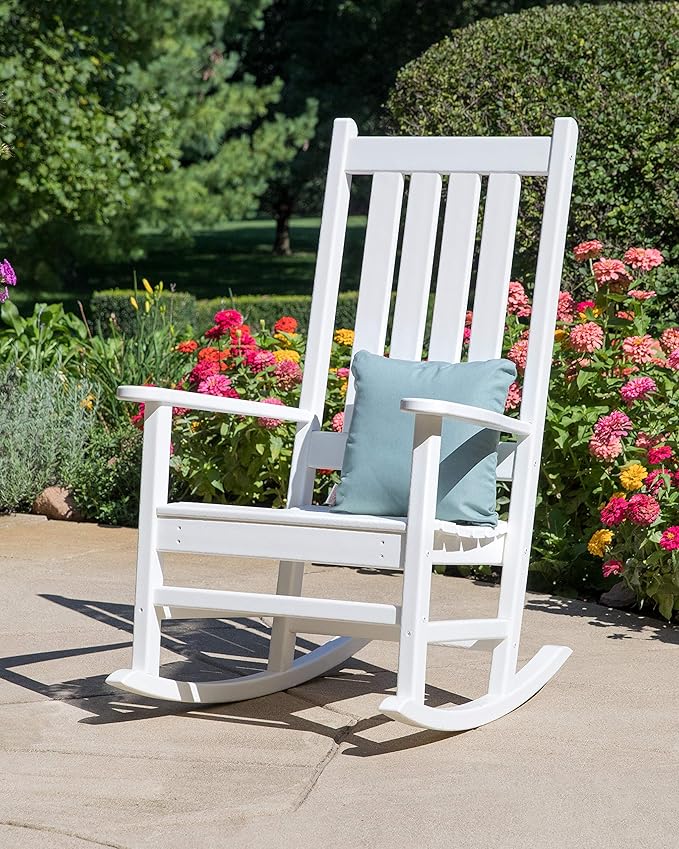 POLYWOOD Vineyard Porch Rocking Chair - Slate Grey - Heavy Duty HDPE Outdoor Rocker for Patio, Deck & Front Porch - Classic American Made Furniture