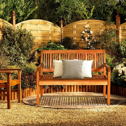 LDAILY Moccha Wood Outdoor Bench, Multi-use, Sturdy and Durable, Easy Assembly, Natural Teak Material, Ideal for Garden, Patio, Porch