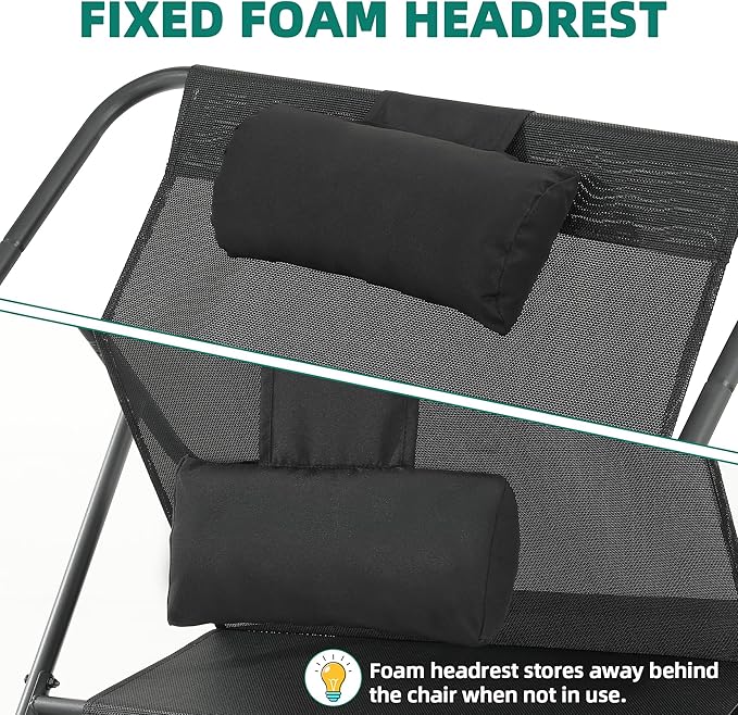 YITAHOME Patio Lounge Chair with Ottoman, Oversized Papasan Chair, Versatile Indoor/Outdoor Textilene Lounge with Metal Handrail and Footstool, Ideal for Living Room, Porch, Backyard or Garden