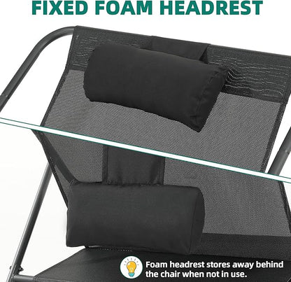 YITAHOME Patio Lounge Chair with Ottoman, Oversized Papasan Chair, Versatile Indoor/Outdoor Textilene Lounge with Metal Handrail and Footstool, Ideal for Living Room, Porch, Backyard or Garden