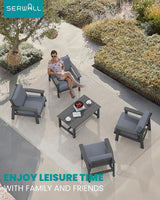SERWALL Outdoor Patio Furniture Set, 5 Piece HDPE Patio Conversation Sets - Photo 9