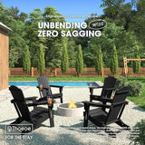 Folding Adirondack Chair Set of 2, HDPE All-Weather Outdoor Chair with Cup Holder, Wooden Textured, Fire Pit Chair - Photo 2