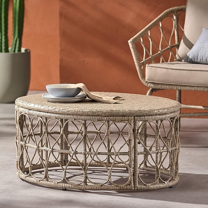 Christopher Knight Home Bruce Outdoor Coffee Table - Wicker - Light Brown