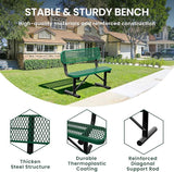 4 Feet Heavy Duty Metal Park Bench for Outside, Outdoor Bench with Backrest & Portable Frame - Photo 3