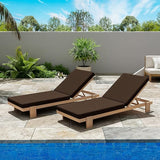 Christopher Knight Home Duska Acacia Wood Chaise Lounge Chair Set of 2, Patio Outdoor Chaise Lounge with Cushions - Photo 1