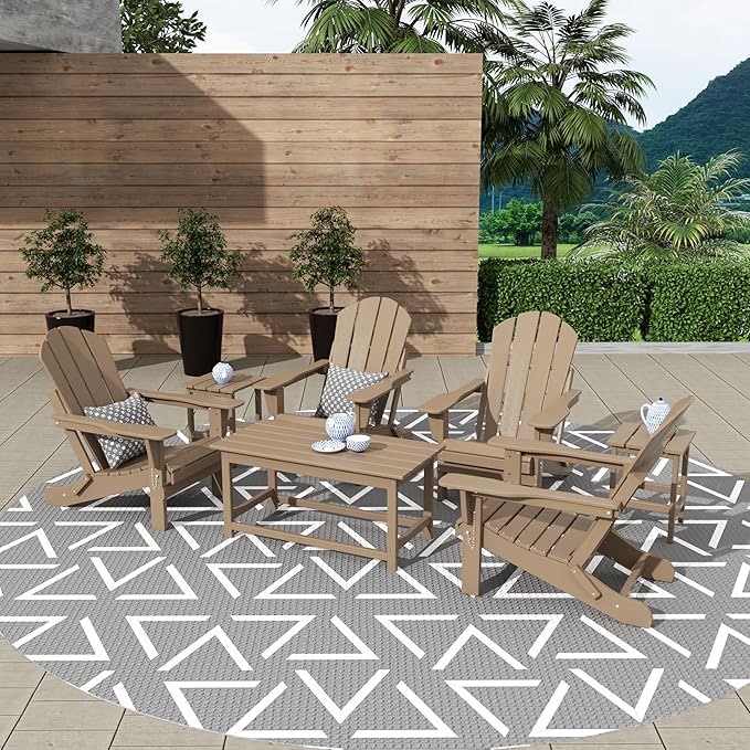 WestinTrends Malibu 3-Piece Set Outdoor Coffee and Side Table for Adirondack Chair, Weathered Wood