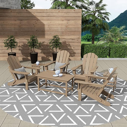 WestinTrends Malibu 3-Piece Set Outdoor Coffee and Side Table for Adirondack Chair, Weathered Wood