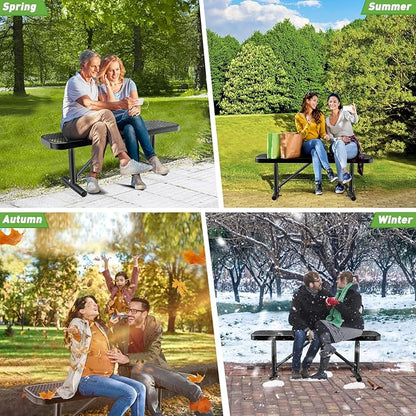 Heavy Duty Outdoor Metal Garden Park Bench, Steel Picnic Bench, Metal Mesh Outdoor Bench Porch Chair for Garden, Lawn, Patio, Porch, Park, Yard, Patio (Black, 4FT)