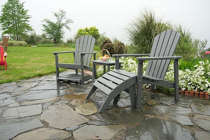 nevilywood HDPE Folding Ottoman - Adirondack Chair Footrest – Weather Resistant, Wood-Grain, Low-Maintenance-, Garden Patio Porch – Grey