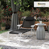 Outsunny Folding Lounge Chair, Portable Outdoor Chaise Lounge, Sun Tanning Chair with 4-Position Reclining Back - Photo 2