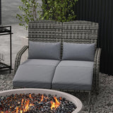 Outsunny Wicker Adirondack Chair for 2 with Cushions & Footrests, PE Rattan Double Chaise Lounge Chair - Photo 8