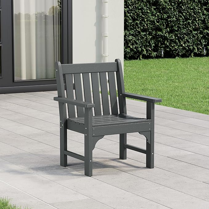 WestinTrends Malibu Outdoor Patio HDPE Adirondack Dining Arm Chair, Gray