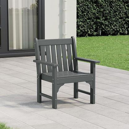 Costaelm Outdoor Dining Arm Chair, Patio HDPE Garden Dining Table Chair, Poly Lumber Waterproof Restaurant Bistro Farmhouse Chairs for Outside Porch Backyard, Gray